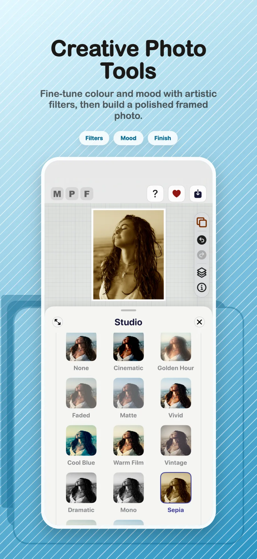 Max Photo Frames Studio tools on iPhone