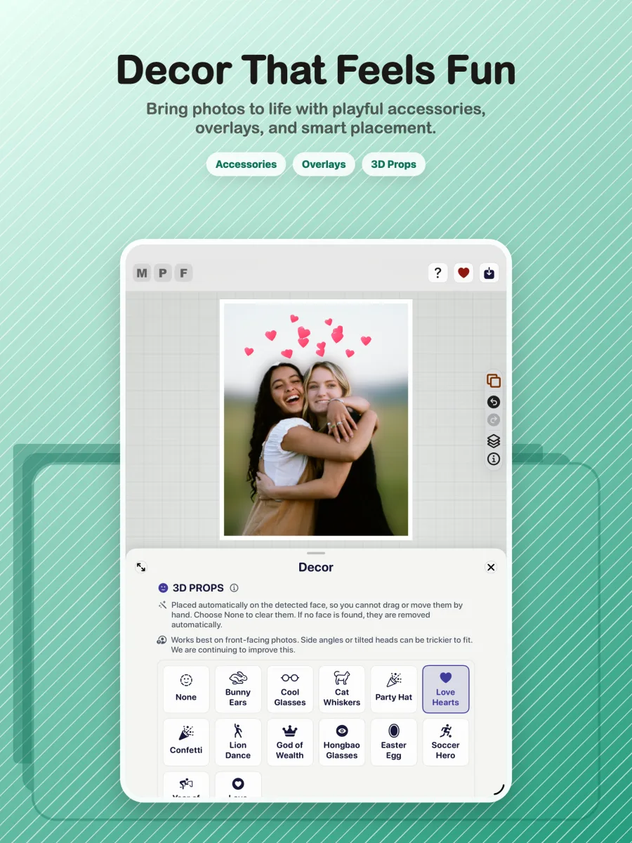Max Photo Frames Decor tools on iPad