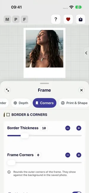 Frame Corners with Border Thickness and Frame Corners controls