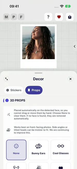 Decor 3D Props with None, Bunny Ears and Cool Glasses