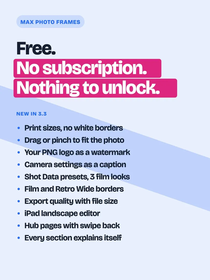 Max Photo Frames on iPad: Free, with nothing to unlock